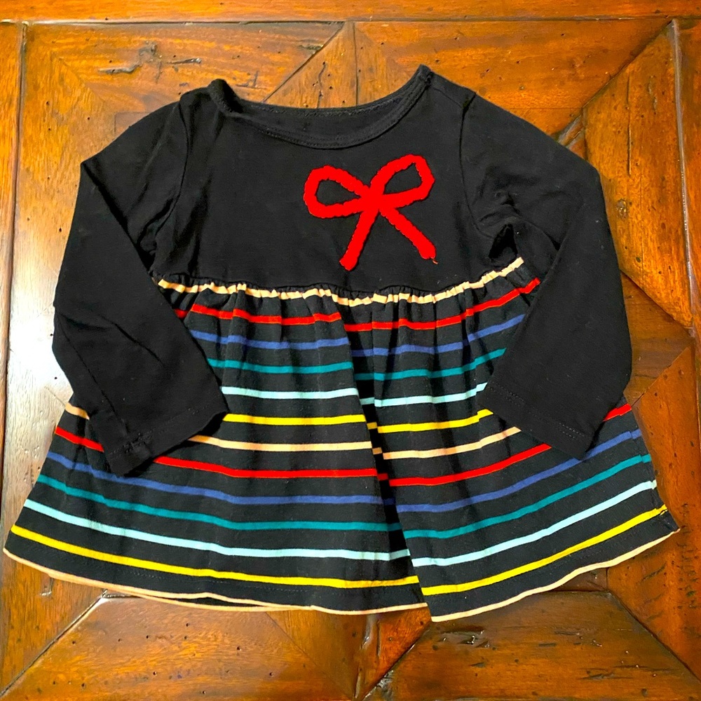 Baby Girl Rainbow Stripe Modern Flowy Long Sleeve Soft Shirt, 6-9 Months